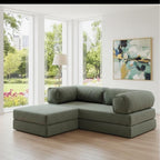 Low profile corduroy modular sofa with deep 100 cm seating