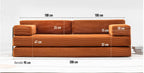 Modular Corduroy Floor Sofa with Metal Frame – Rust Orange Lounge Sofa
