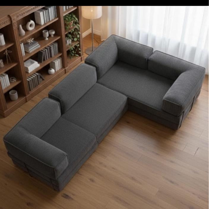 Modular Corduroy Floor Sofa – 3-in-1 Convertible 200 cm Lounge Sofa Bed