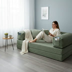 Corduroy Modular Lounge Sofa – Low Profile Floor Couch with Metal Frame