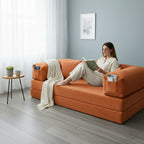 Corduroy Modular Lounge Sofa – Low Profile Floor Couch with Metal Frame