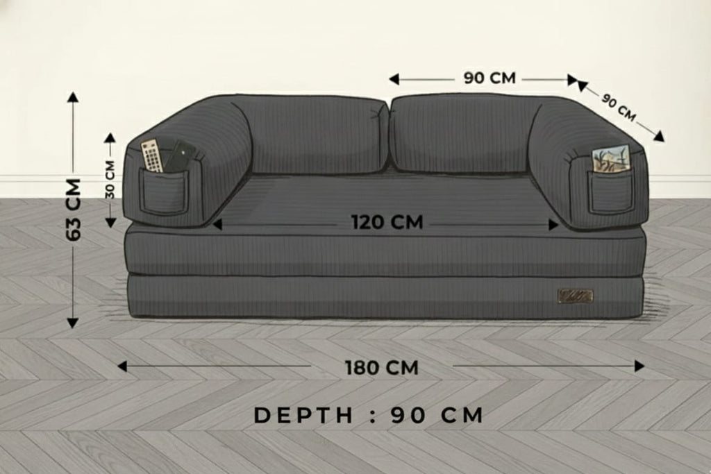 Corduroy Modular Lounge Sofa – Low Profile Floor Couch with Metal Frame