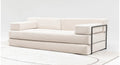 Deep corduroy lounge sofa with slim black metal frame details