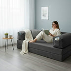 Corduroy Modular Lounge Sofa – Low Profile Floor Couch with Metal Frame