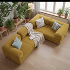 200 cm modular corduroy floor sofa in modern living room
