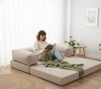 Corduroy Modular Lounge Sofa – Low Profile Floor Couch with Metal Frame