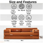 Modular Corduroy Floor Sofa with Metal Frame – Rust Orange Lounge Sofa